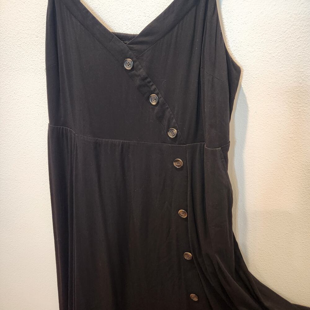 Torrid 2X Black Rayon Asymmetrical Button Lined Midi Pockets Dress